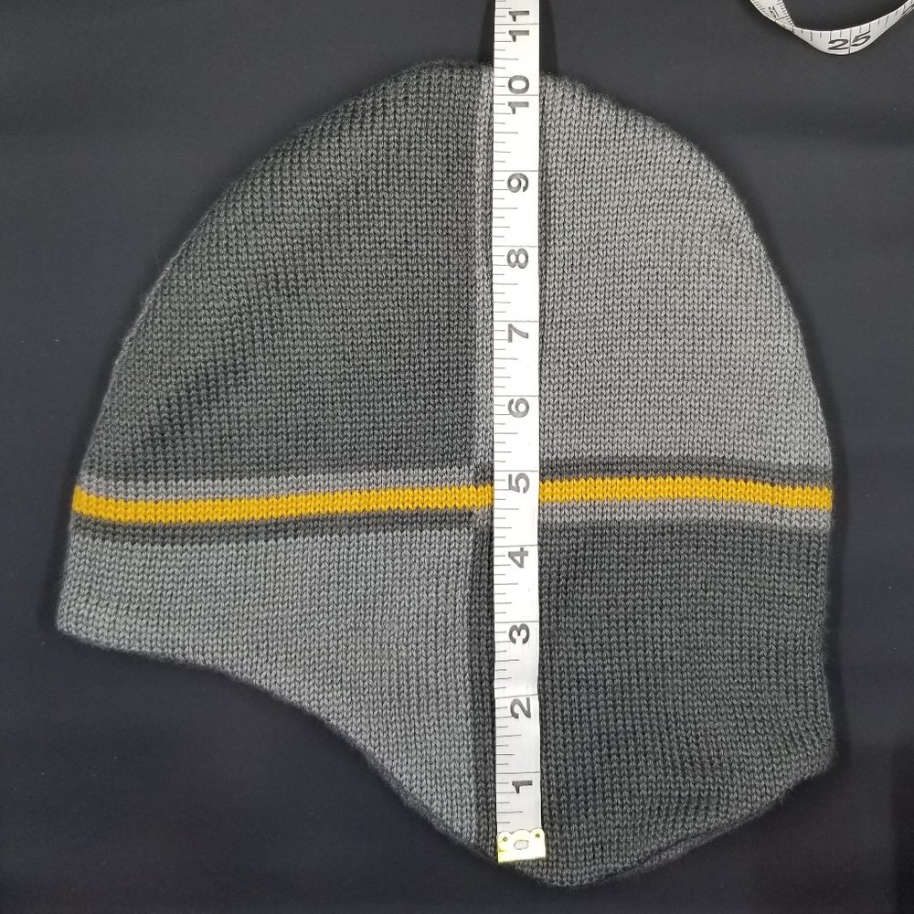 Old Navy Winter Ear Flap Beanie Colorblock Gray Yellow One Size - Picture 3 of 9